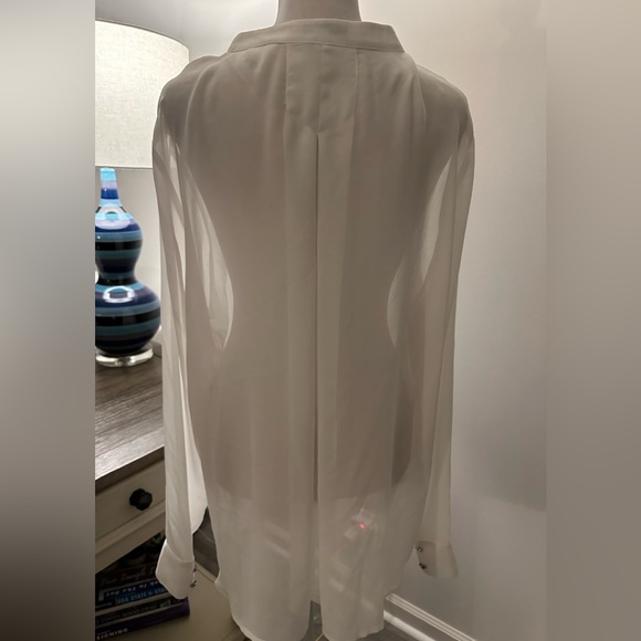 Halston Semi-Sheer White Drape Blouse — Size L/G - NWT - Picture 7 of 15